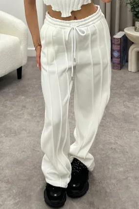 Alondra White Seam Front Wide Leg Joggers