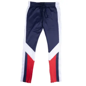 12 AM NATION COLOR BLOCK TRACK PANTS NAVY/WHITE/RED - 89213