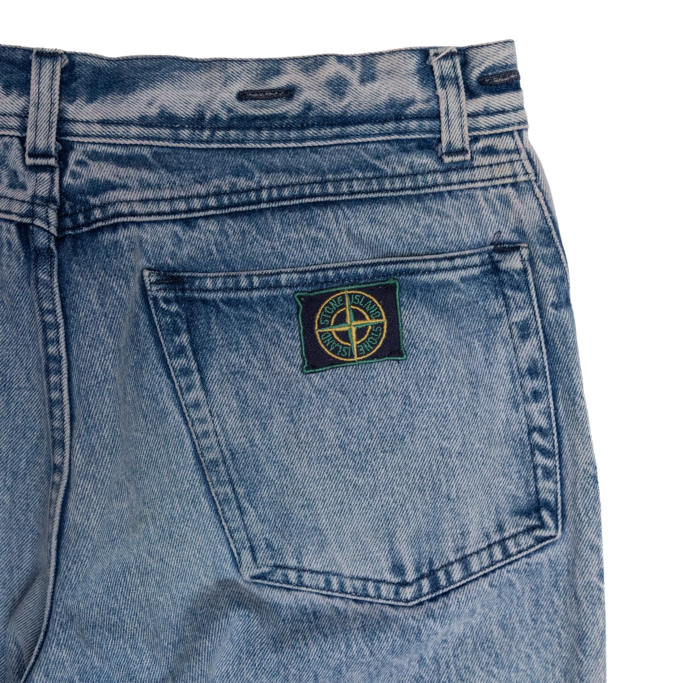 1980s Stone Island Green Edge Light Wash Denim