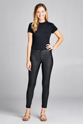 5 Pocket Shape Pu Long Pants