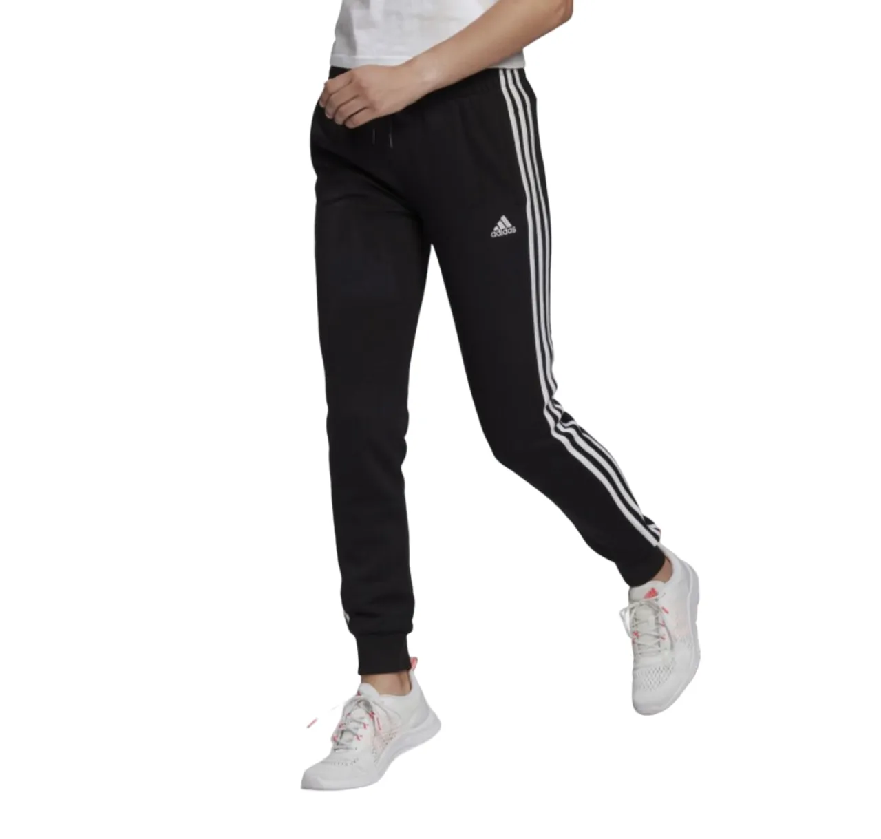 5 x Womens Adidas Essentials French Terry Logo 3-Stripes Black/ White Pants