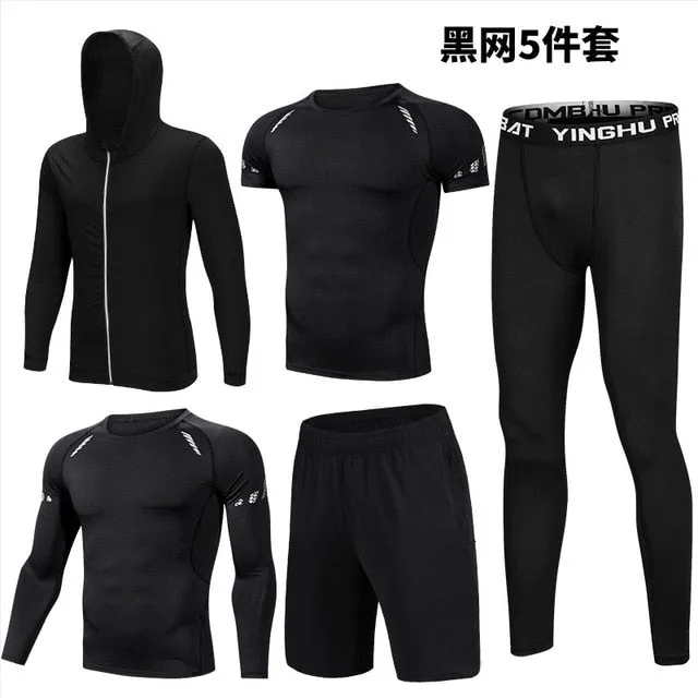 5PCS Set Men's Compression GYM Tights Sports Sportswear Suits