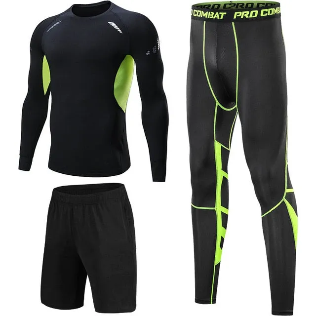 5PCS Set Men's Compression GYM Tights Sports Sportswear Suits