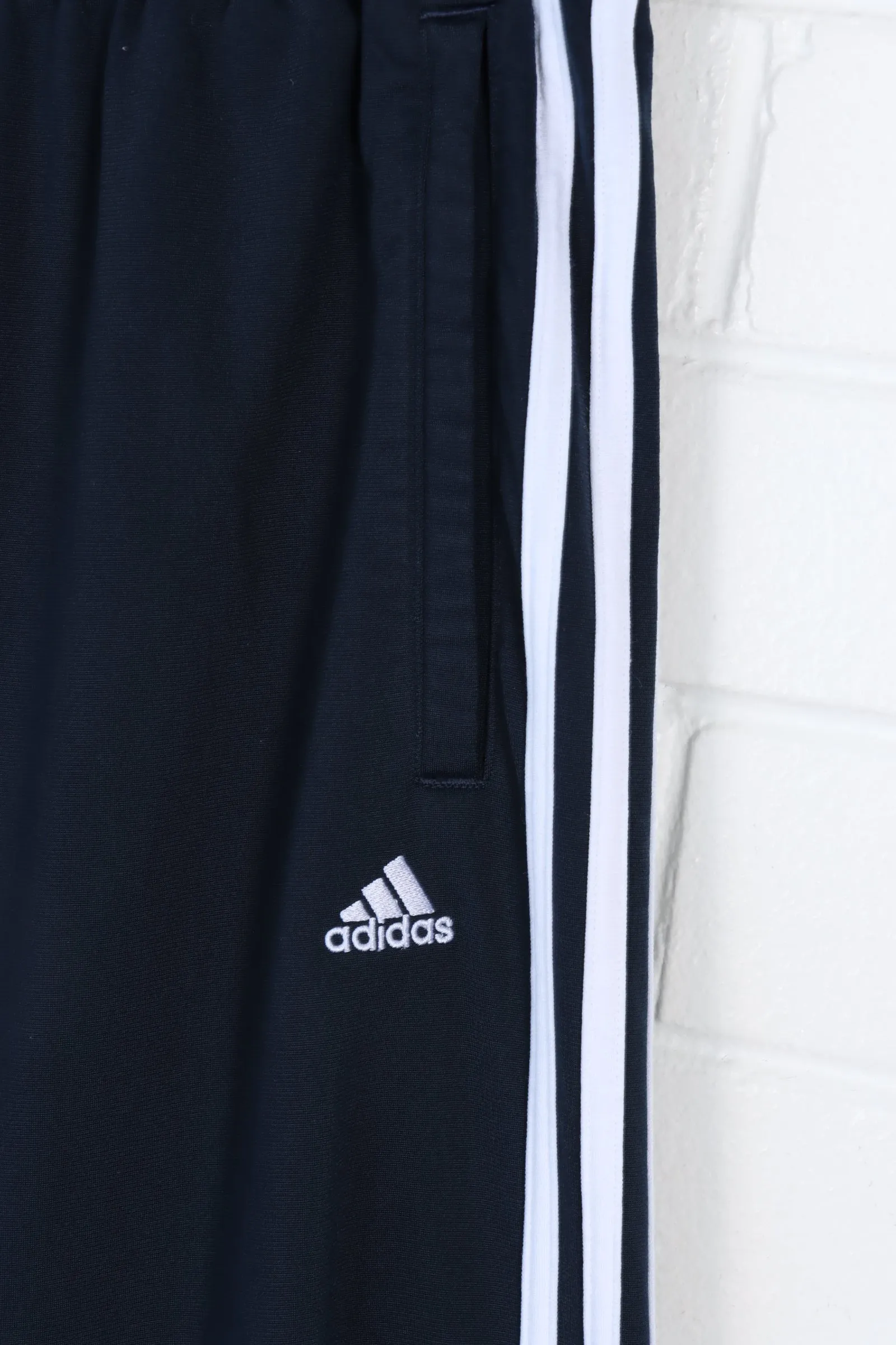 ADIDAS 3-Stripe Black Snap Tear Away Track Pants (S)