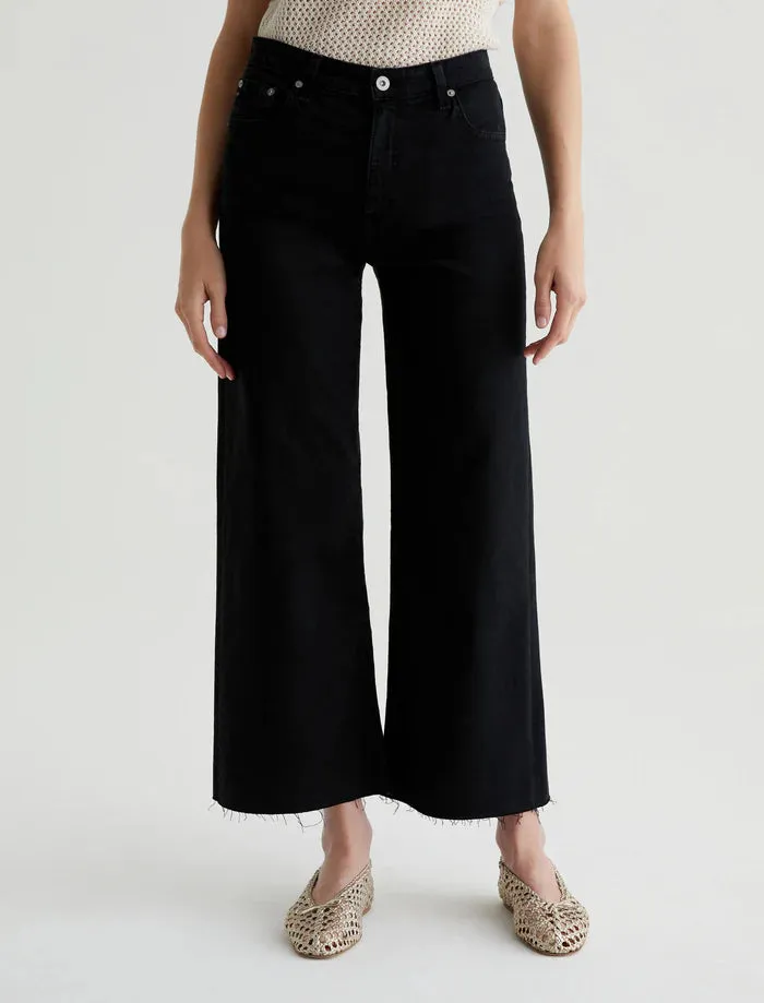 AG Denim Saige Wide Leg Crop in Sulfur Black