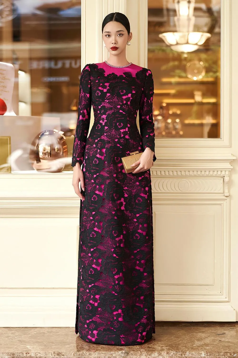 Agate Straight Wide Leg Silk Floor Length Pants