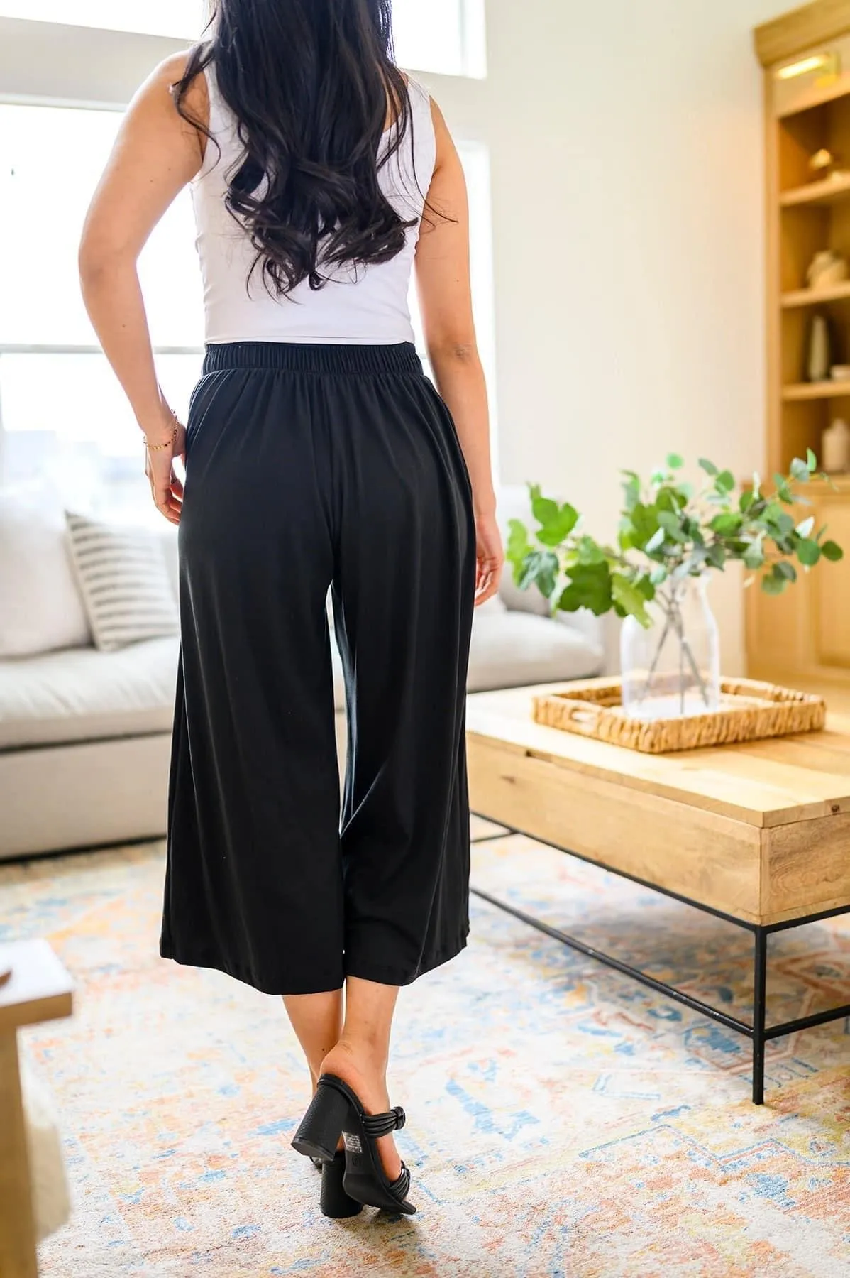 Airy Wide Leg Work Pants Black