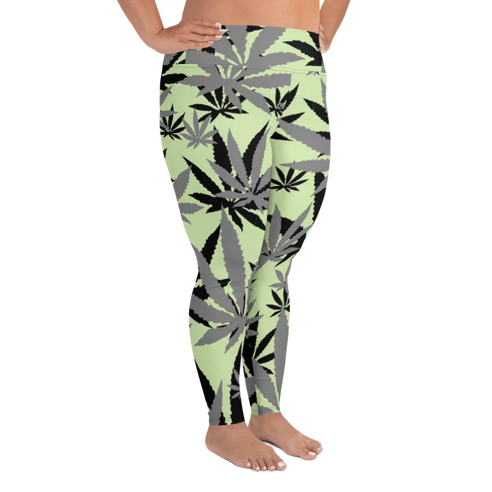 All-Over Print Plus Size Green E4SO Leggings