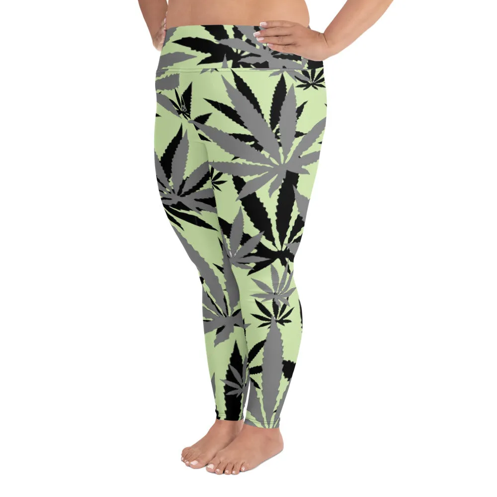 All-Over Print Plus Size Green E4SO Leggings