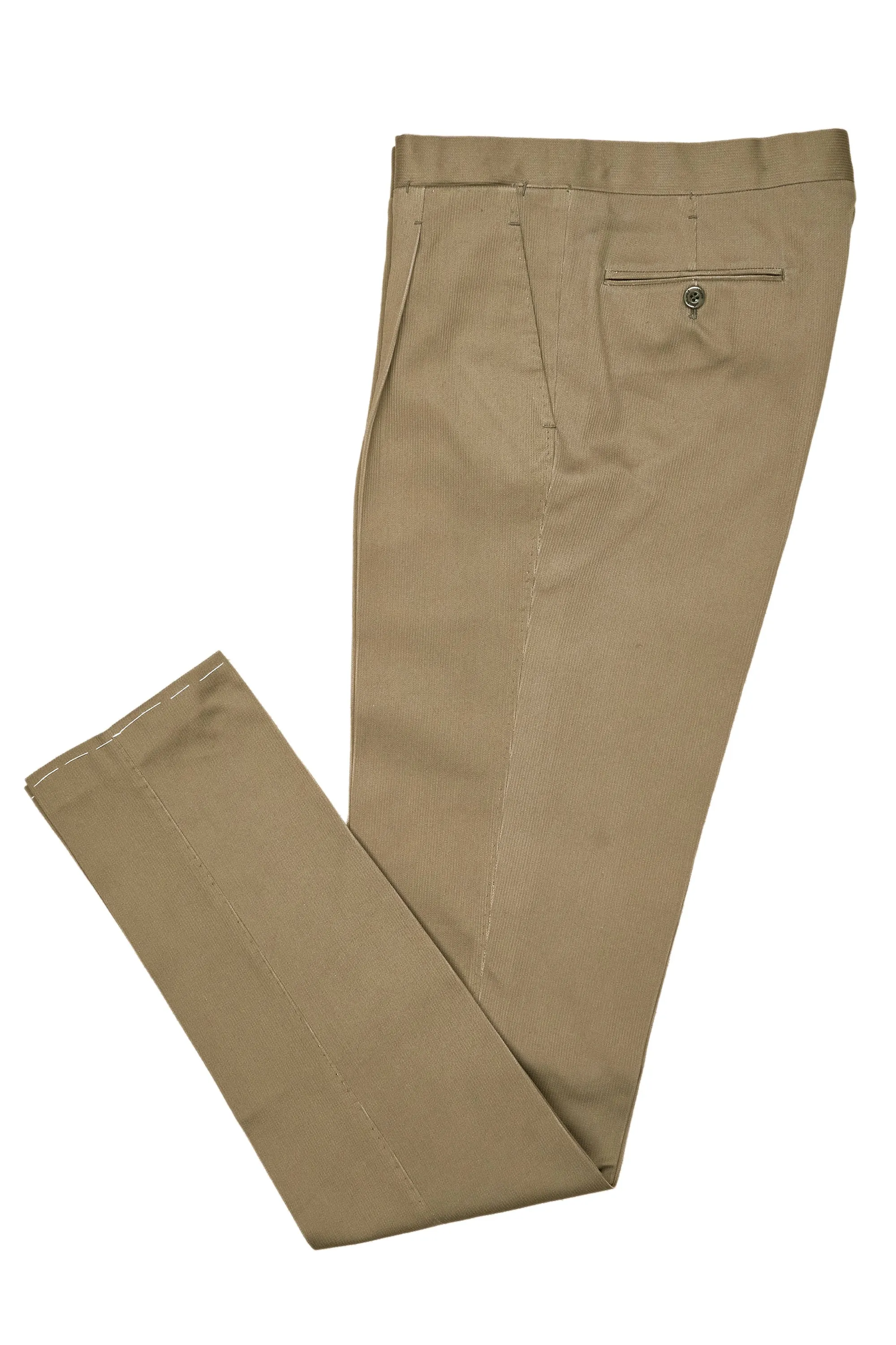 Ambrosi Green Cotton Trousers with Single Pleat