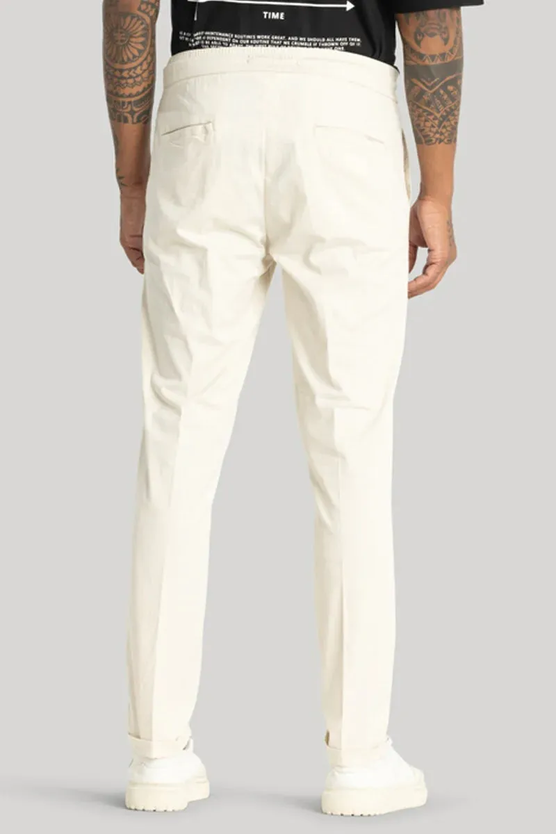 Angelo Cream Plain Slim Fit Chinos