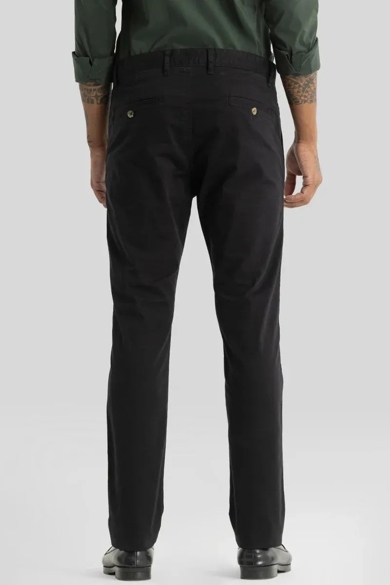 Astral Black Plain Slim Fit Chinos