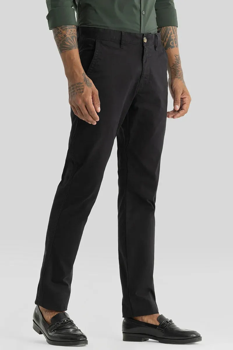 Astral Black Plain Slim Fit Chinos