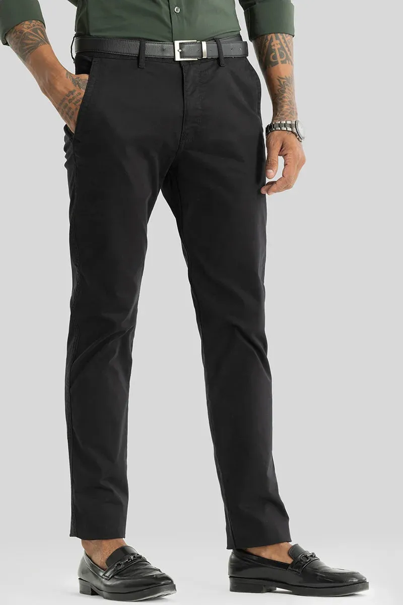 Astral Black Plain Slim Fit Chinos