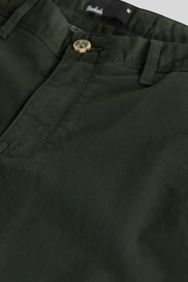 Astral Dark Green Plain Slim Fit Chinos