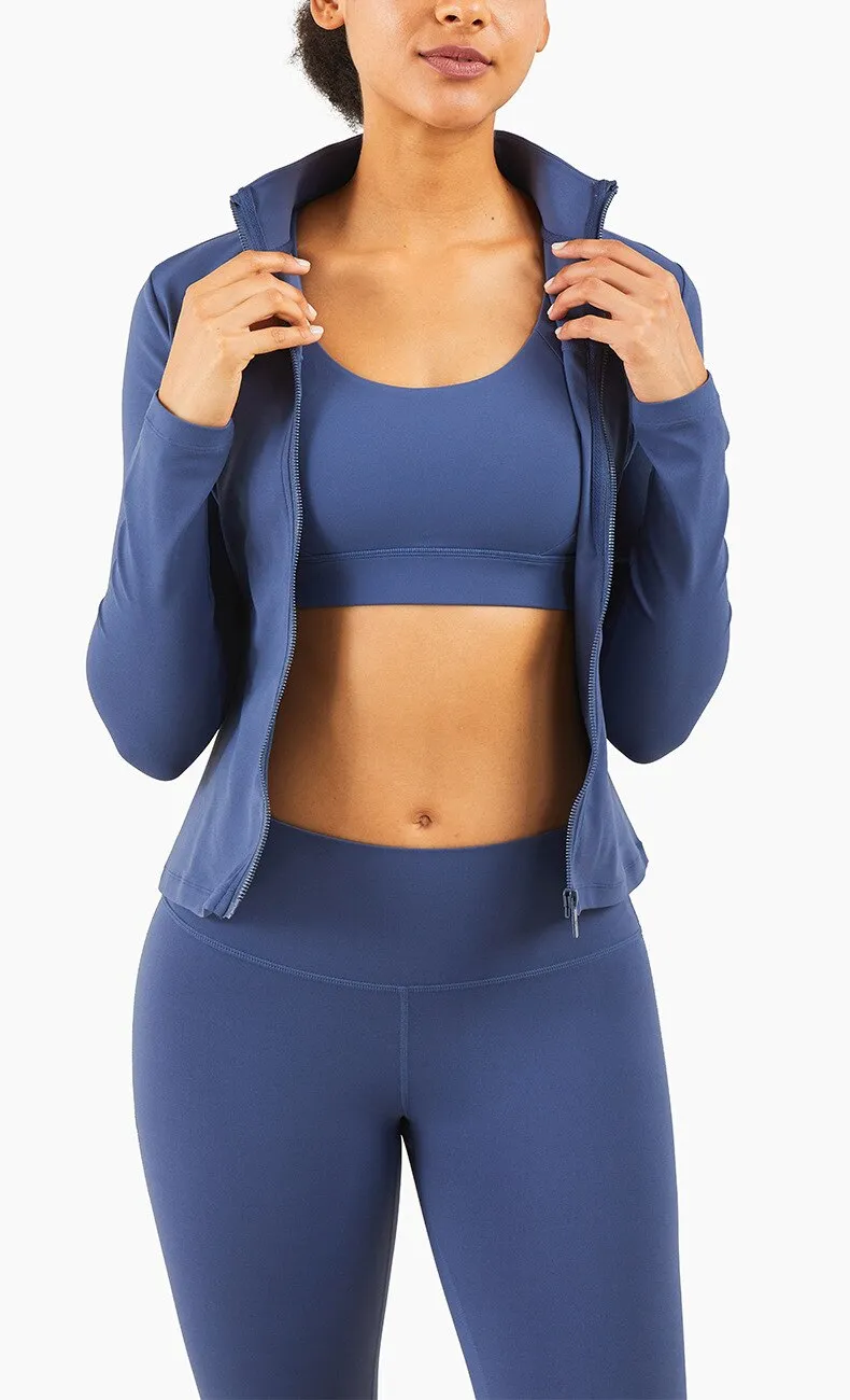 Autumn Seamless Solid Yoga Long Shirt Jacket Long Sleeve Zipper Sportswear Top Women Workout Slim Shirt Casual Gym Fitness Tees