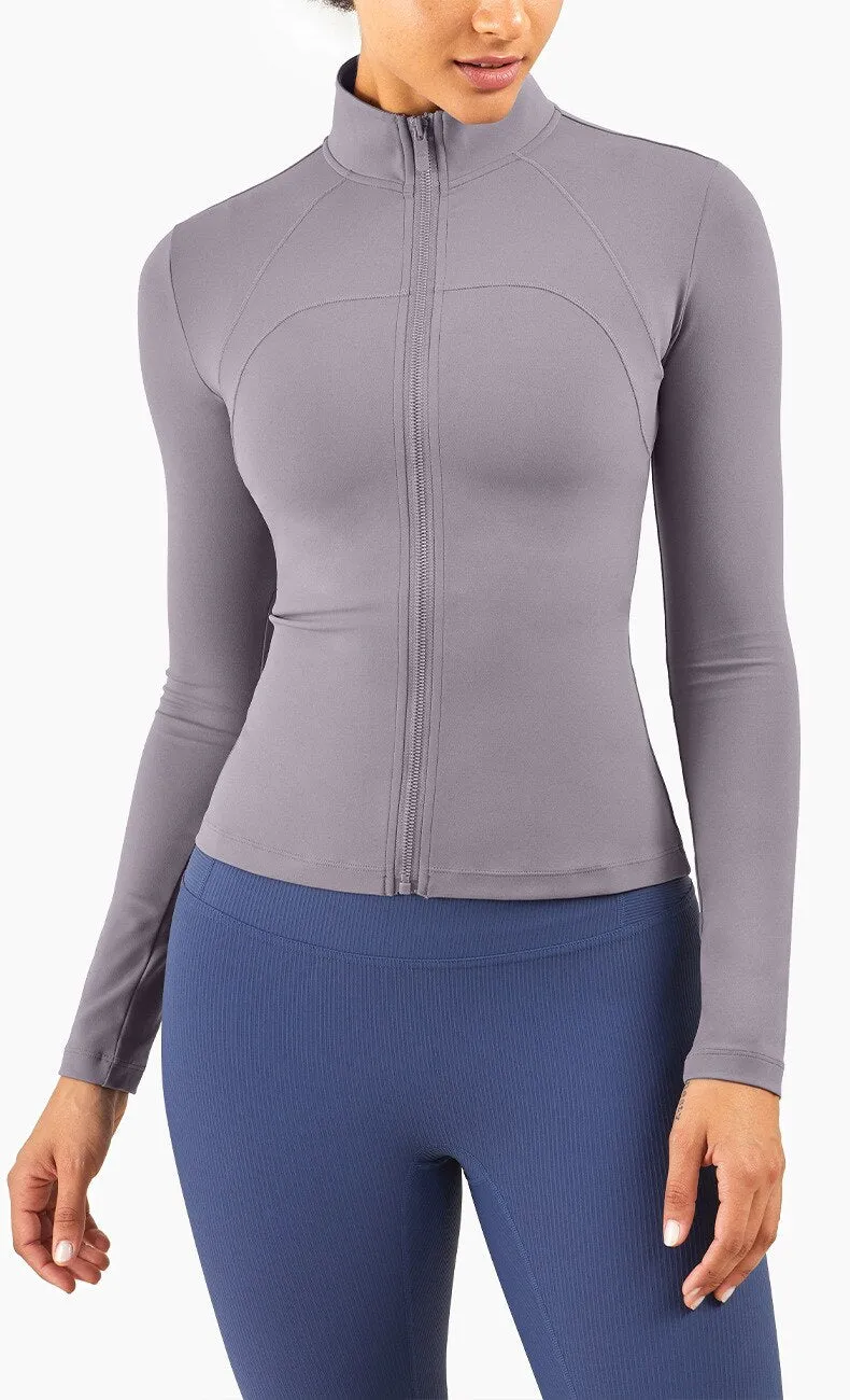 Autumn Seamless Solid Yoga Long Shirt Jacket Long Sleeve Zipper Sportswear Top Women Workout Slim Shirt Casual Gym Fitness Tees