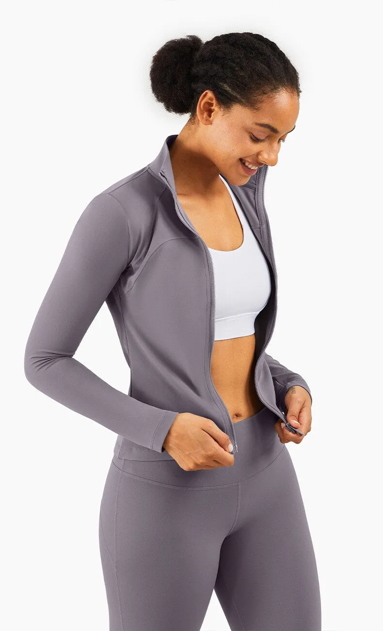 Autumn Seamless Solid Yoga Long Shirt Jacket Long Sleeve Zipper Sportswear Top Women Workout Slim Shirt Casual Gym Fitness Tees