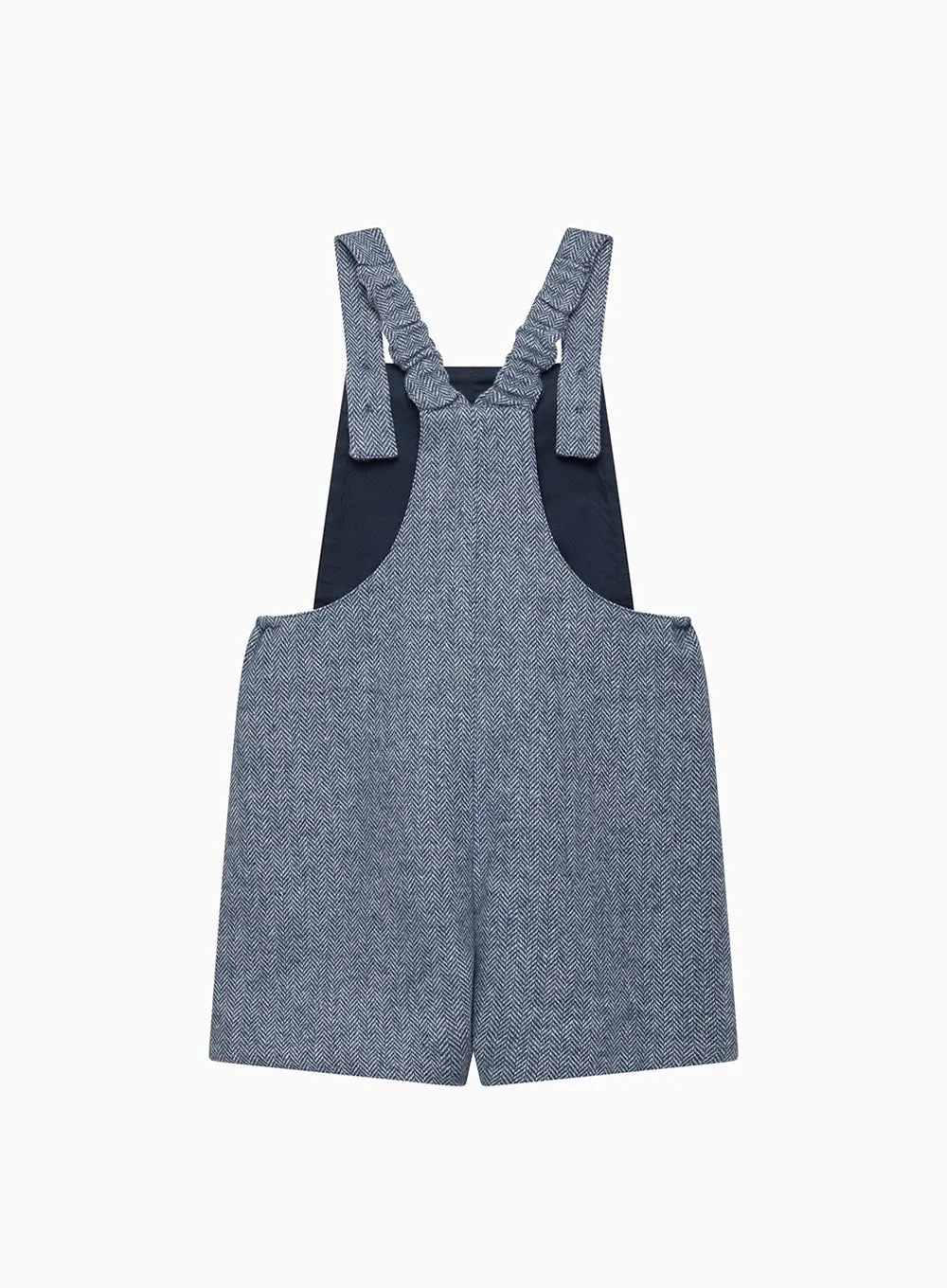 Baby Alfie Bib Shorts in Blue Herringbone