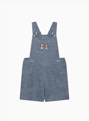 Baby Alfie Bib Shorts in Blue Herringbone