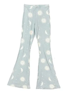 Baby Blue Moon and Sun Print Bell Bottom Leggings