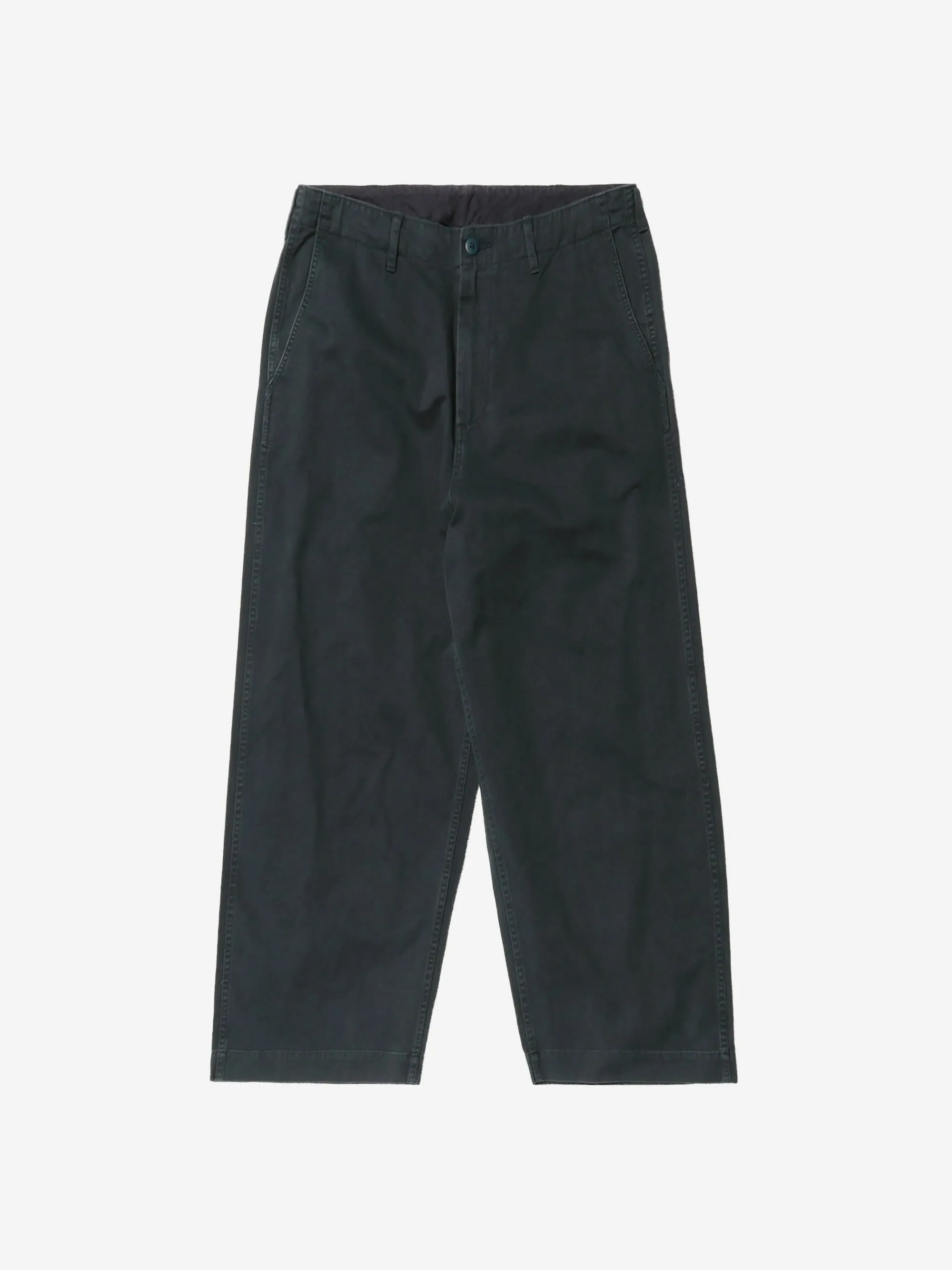 Beams Wide Chino Trousers - Navy