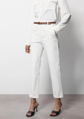 Belted chinos - White