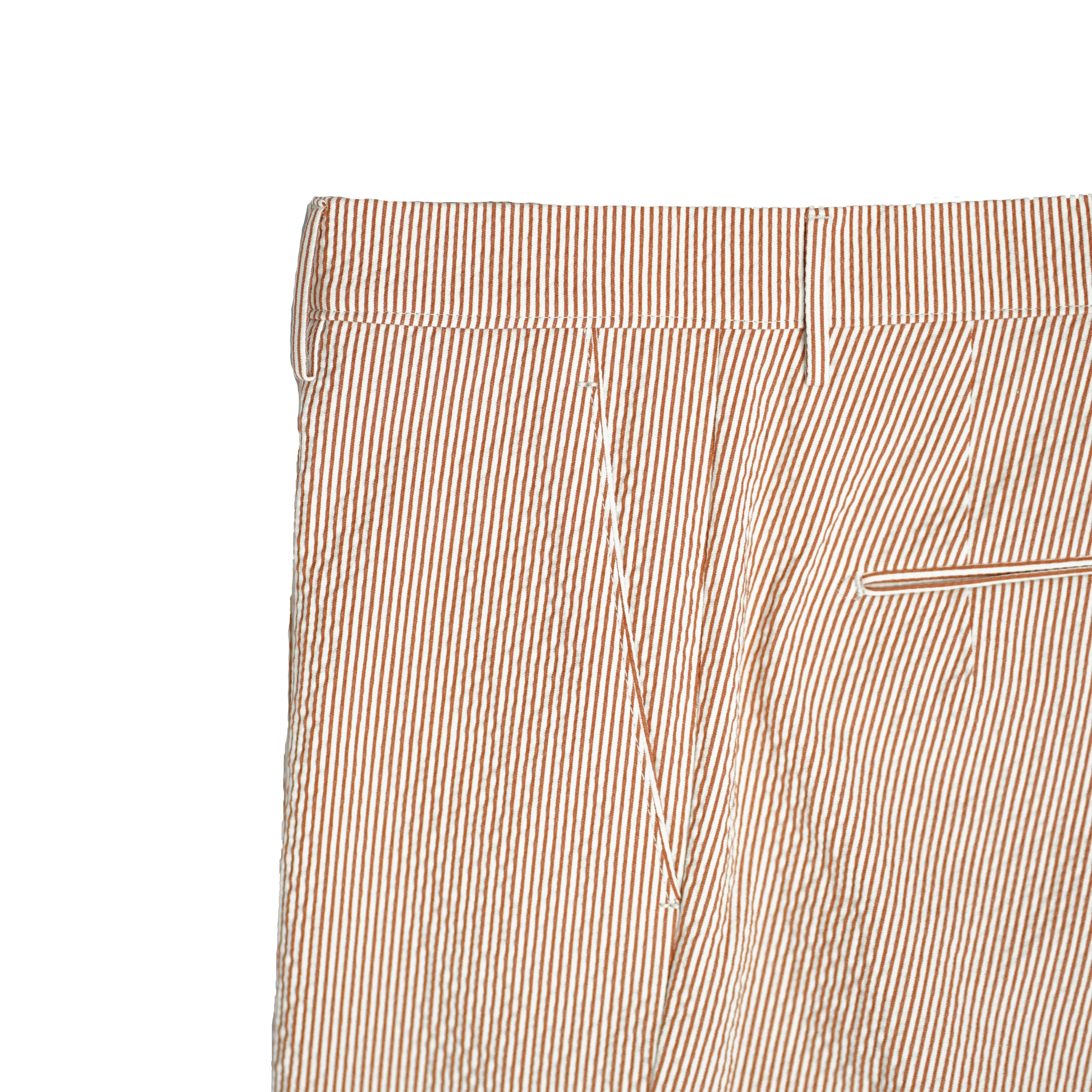 Berwich Seersucker Bermuna Shorts - Rust Striped