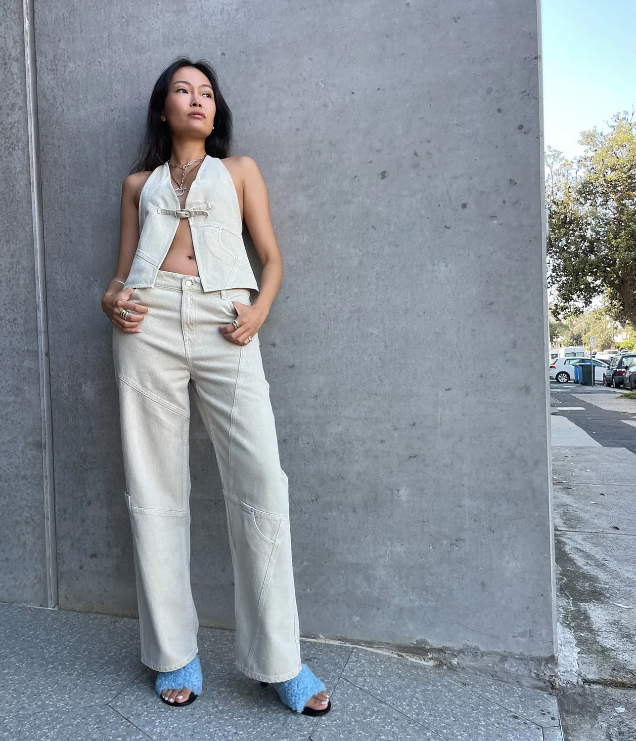 BEVERLY TROUSERS- ECRU