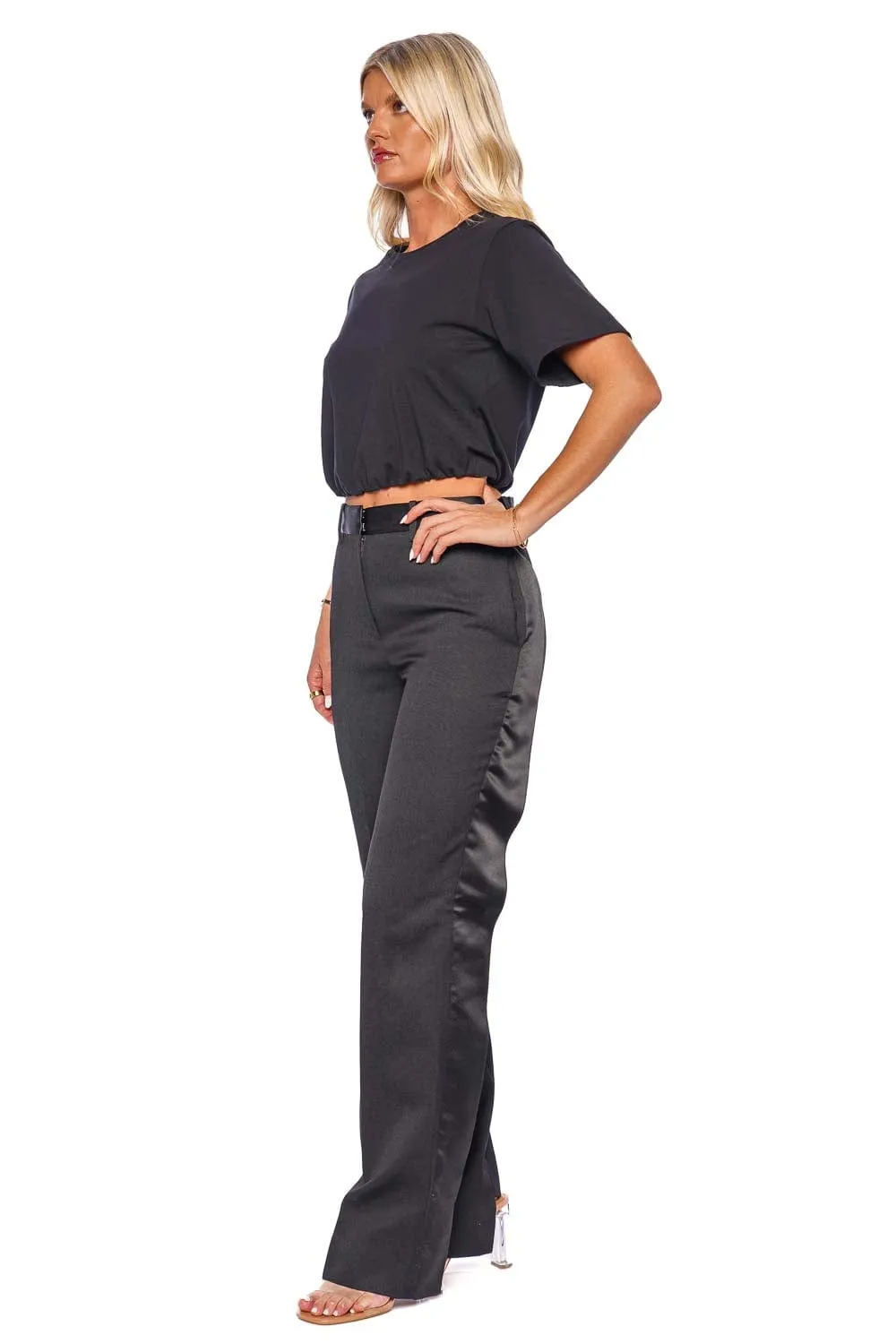 Black Pleated Tapered Trouser