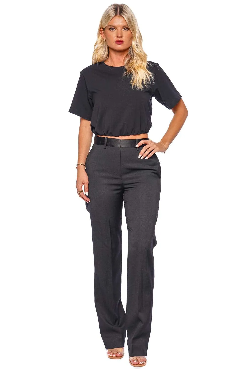 Black Pleated Tapered Trouser