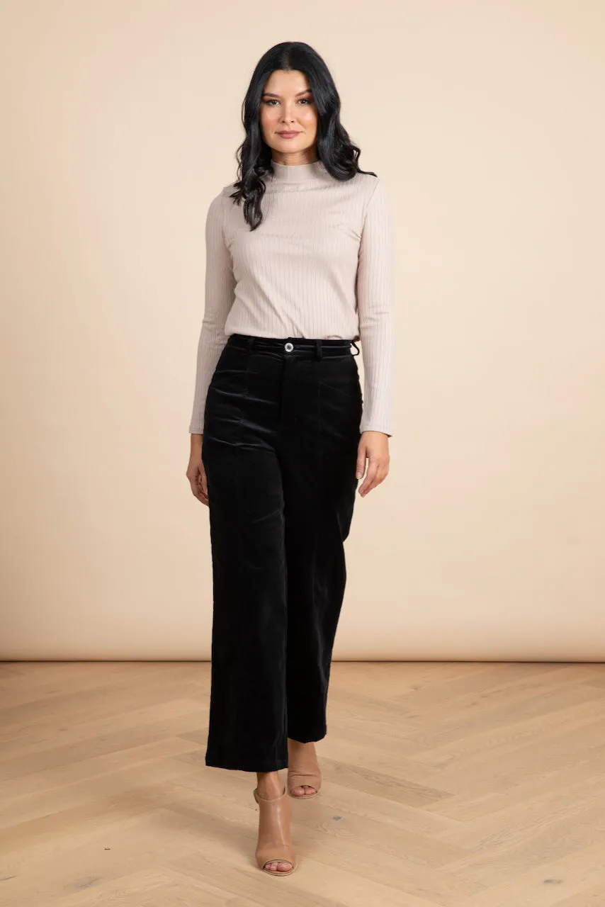 Black Velvet High Waisted Pants