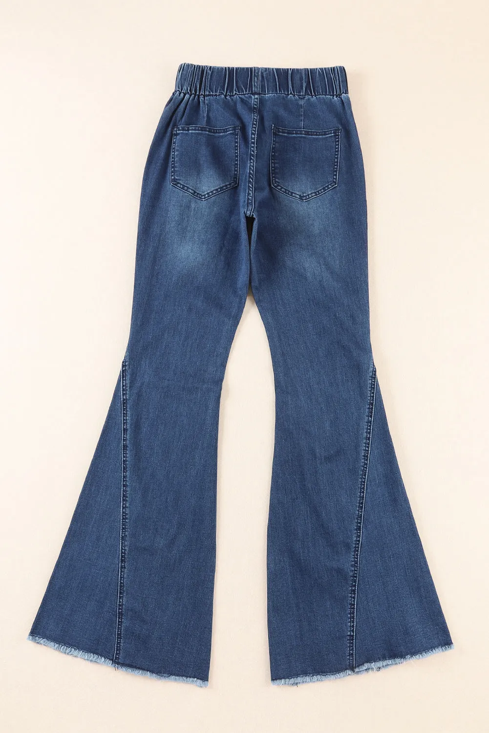 Blue Raw Hem Bell Bottom Jeans