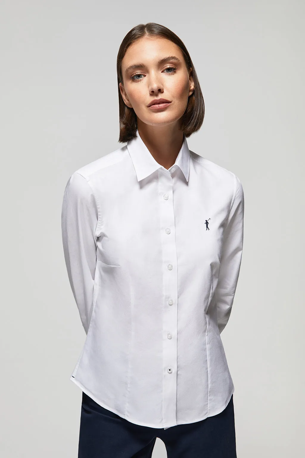 Camisa blanca oxford Slim fit con logo Rigby Go