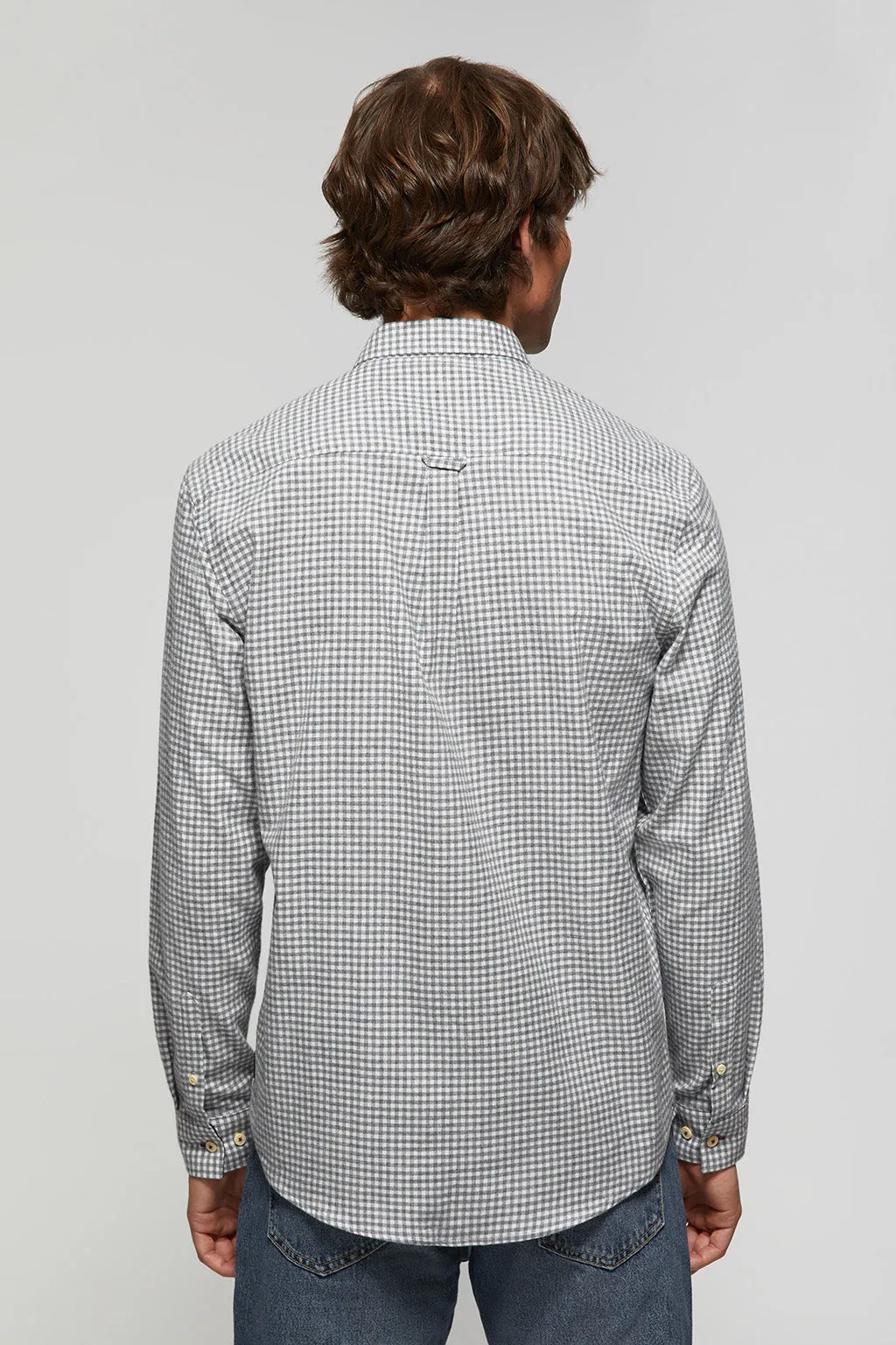 Camisa de cuadros vichy gris de franela con logo Rigby Go