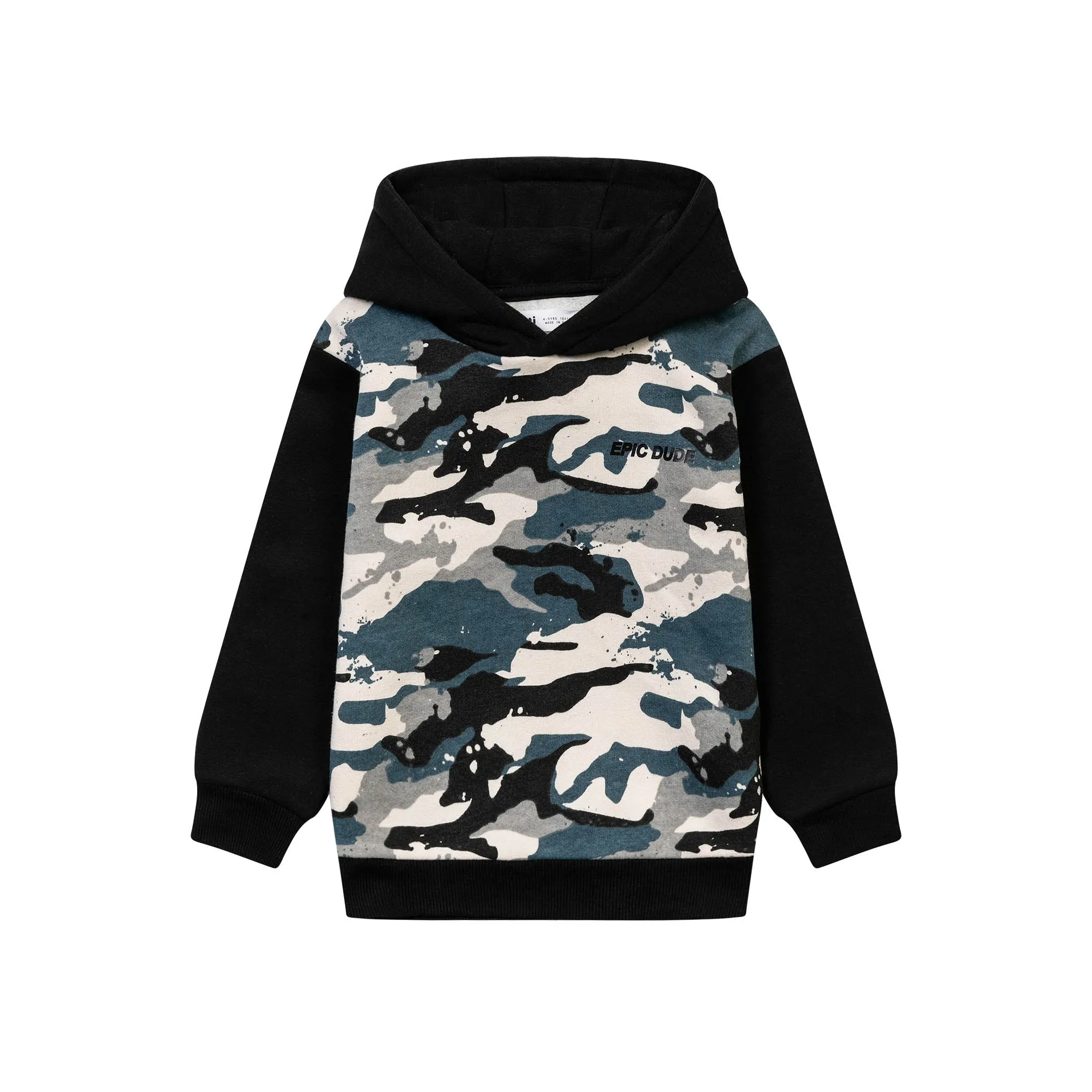 Camo Printed Slogen Fleece Tracksuit For Boys