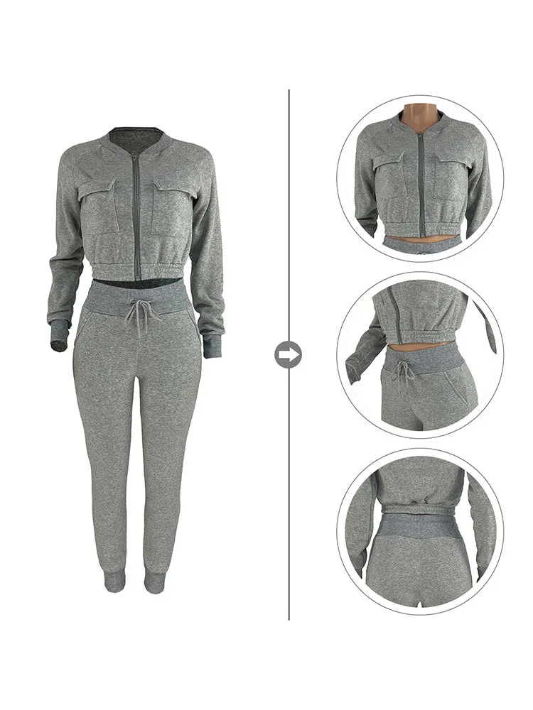 Casual Jacket & Pants Tracksuit Set