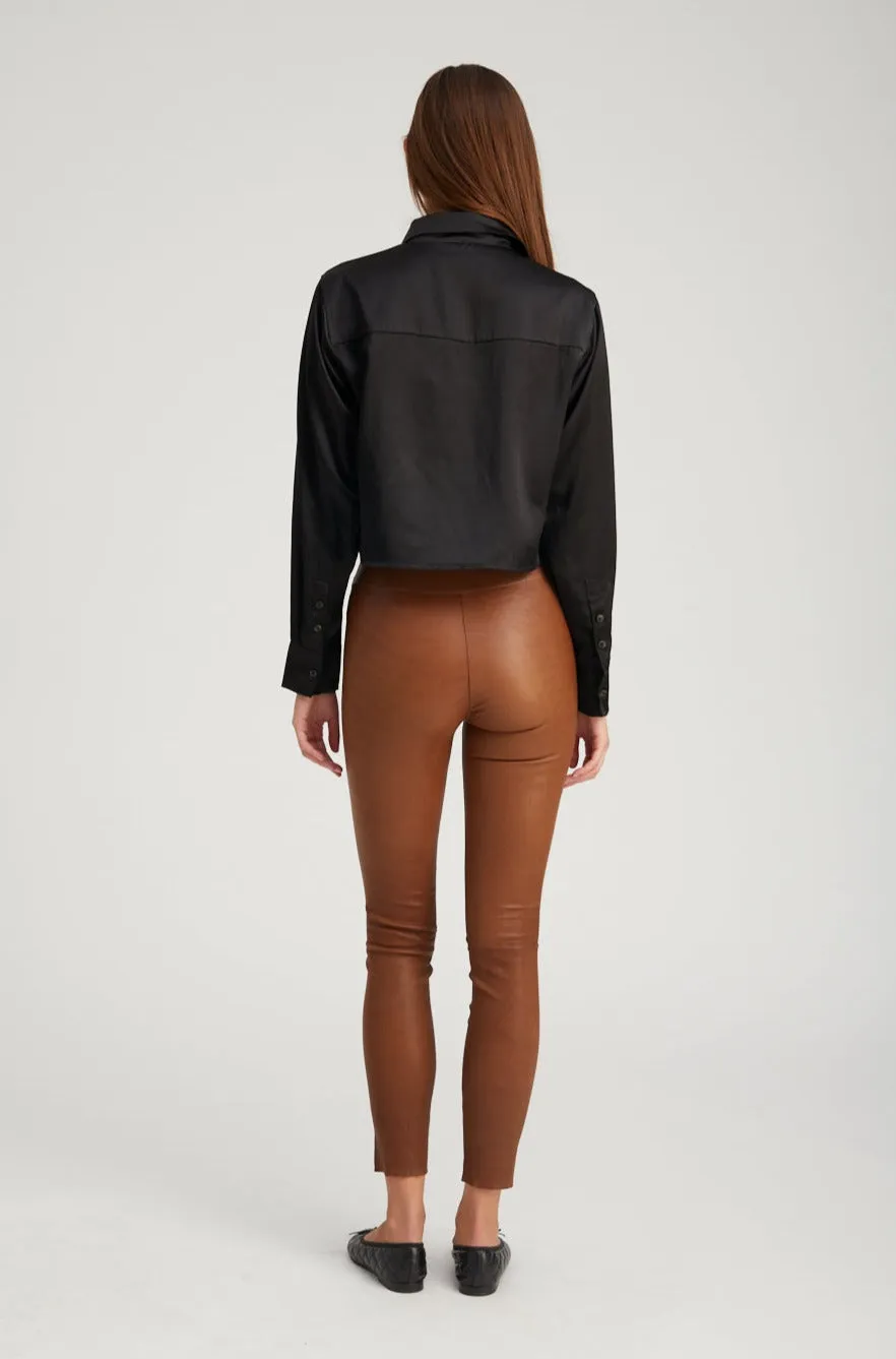 Cocoa Leather Ankle Leggings