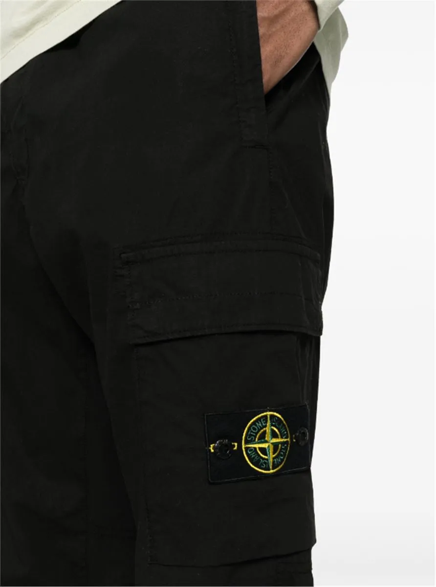 COMPASS-BADGE TAPERED CARGO TROUSERS