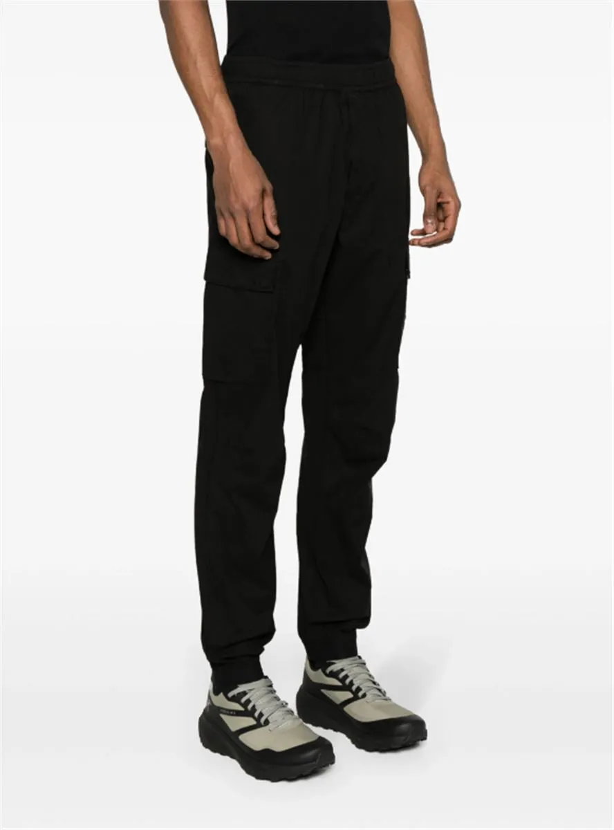 COMPASS-BADGE TAPERED CARGO TROUSERS