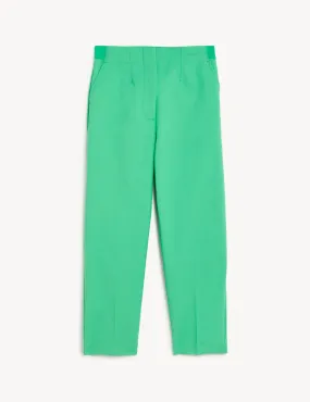 Cotton Blend Slim Fit Cropped Trousers