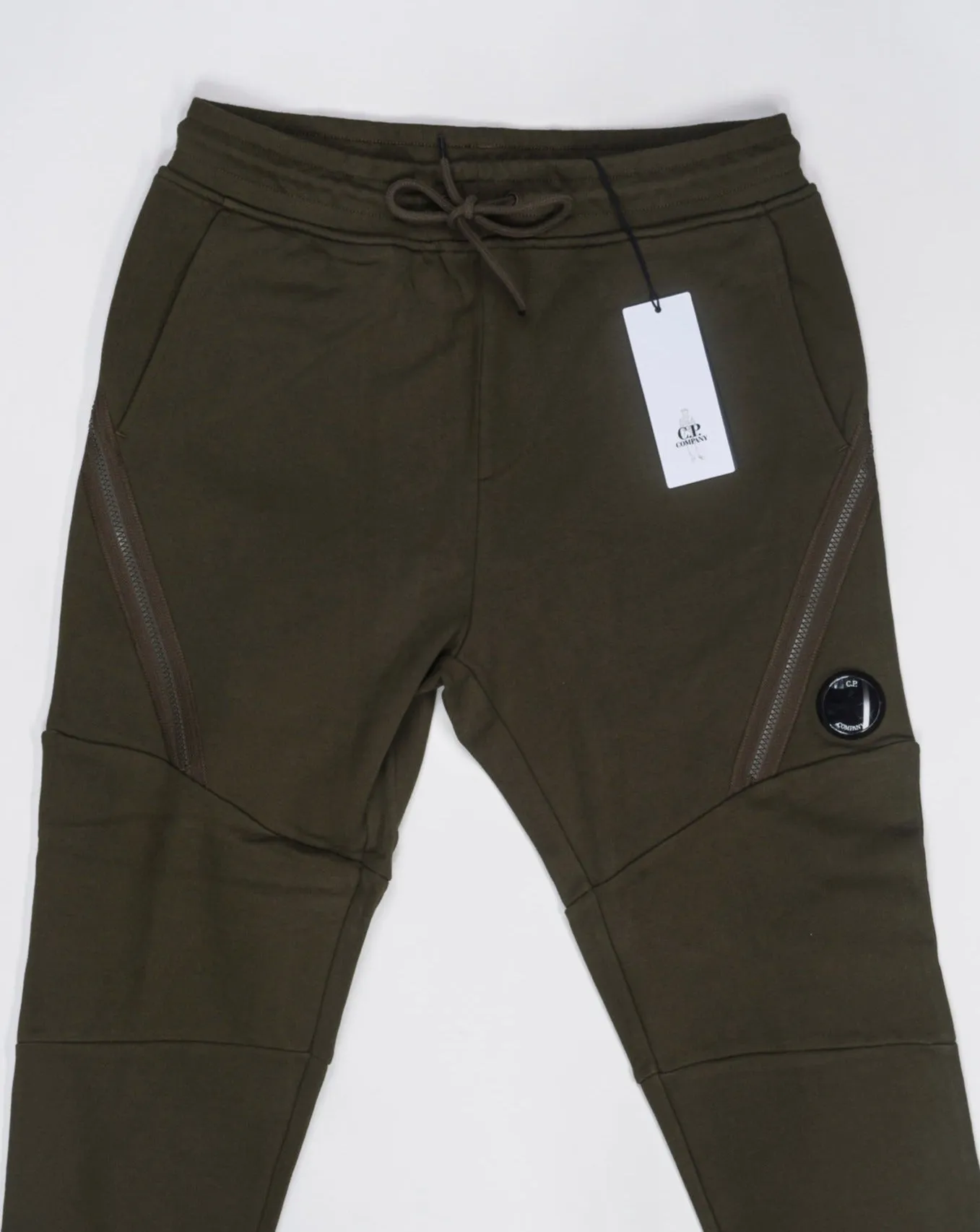 C.P. Company Diagonal Raised Fleece Zipped Track Pants / Ivy Green