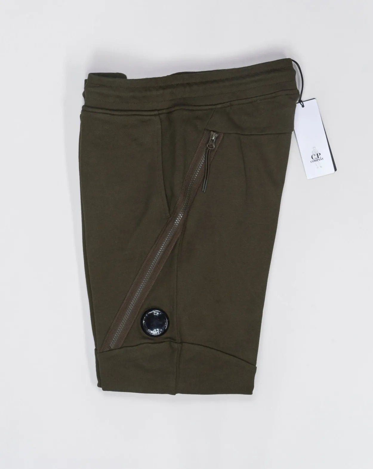 C.P. Company Diagonal Raised Fleece Zipped Track Pants / Ivy Green