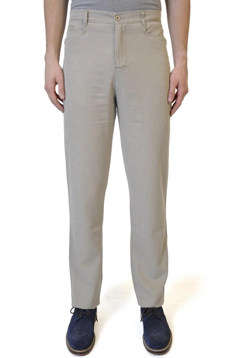 Cream Straight Cotton Chino Trouser