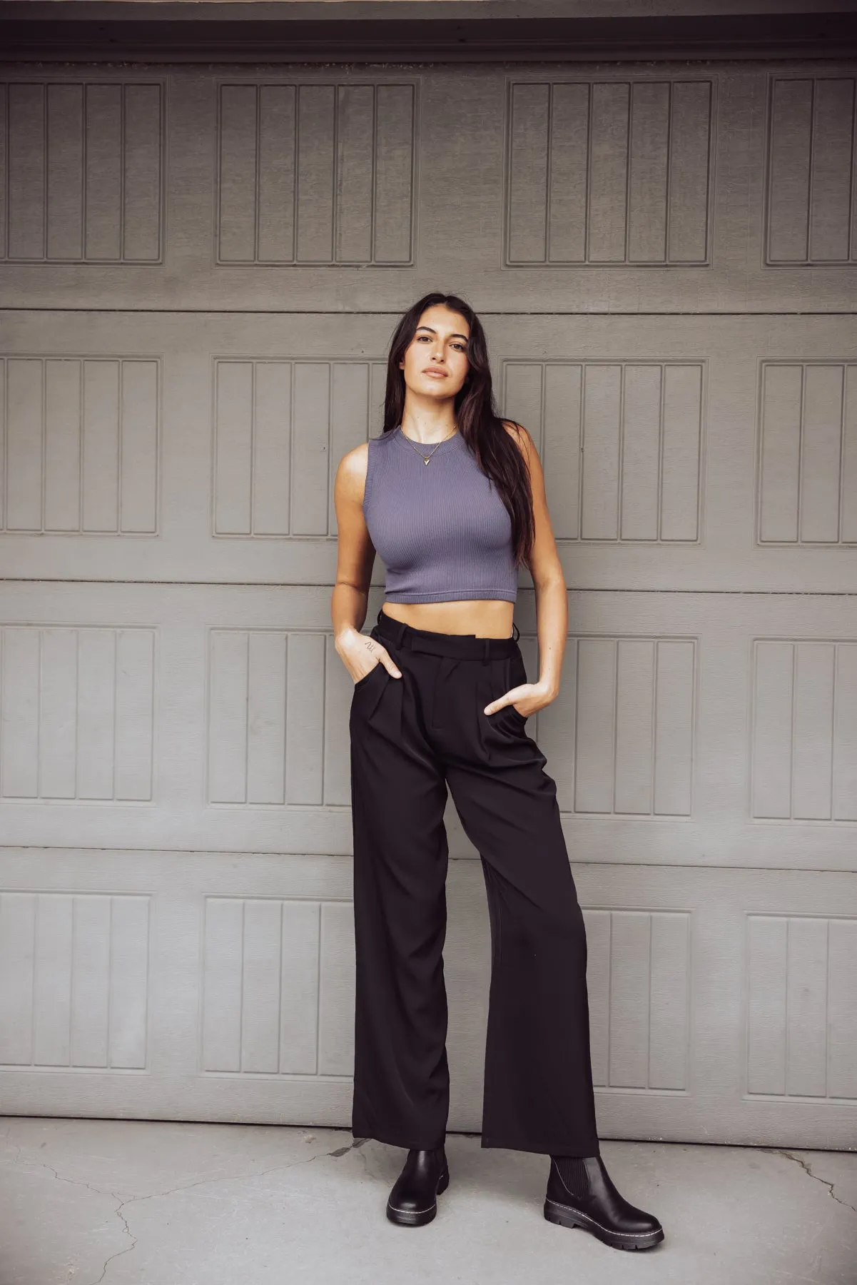 DIANA WIDE LEG PANTS - BLACK