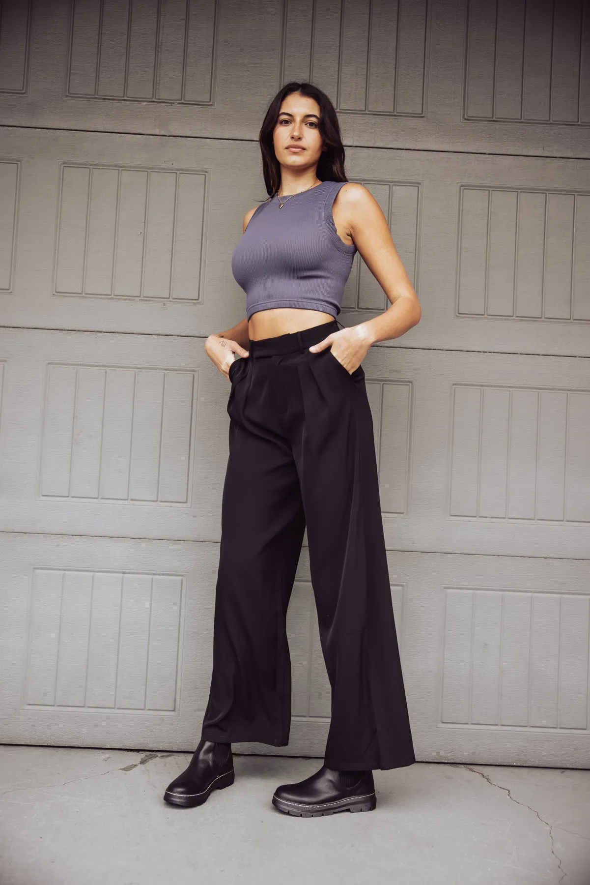 DIANA WIDE LEG PANTS - BLACK