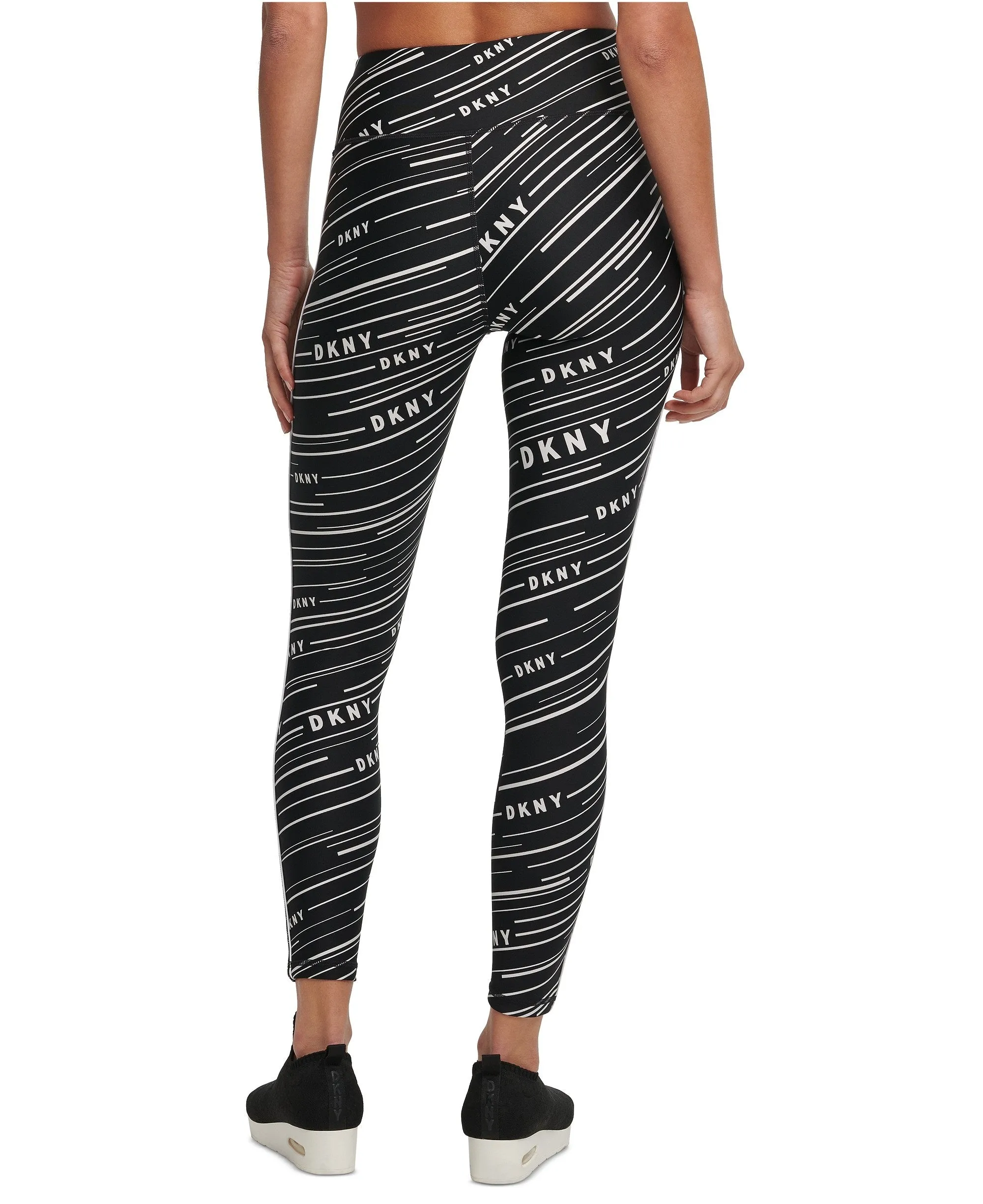 DKNY Women's Printed High-Waist Leggings, Black, XS