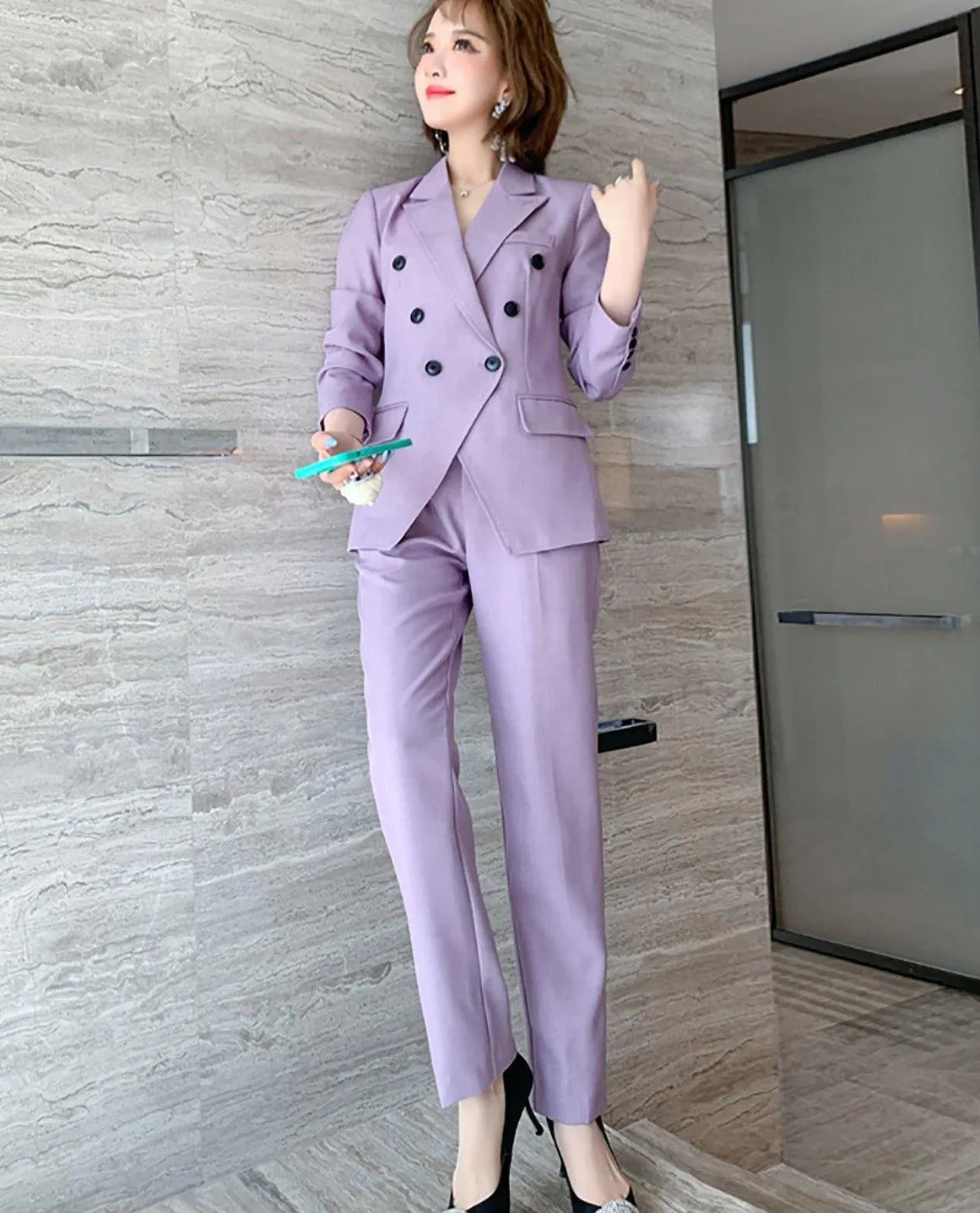 Double Breasted Blazer & Pants Two-Piece Set