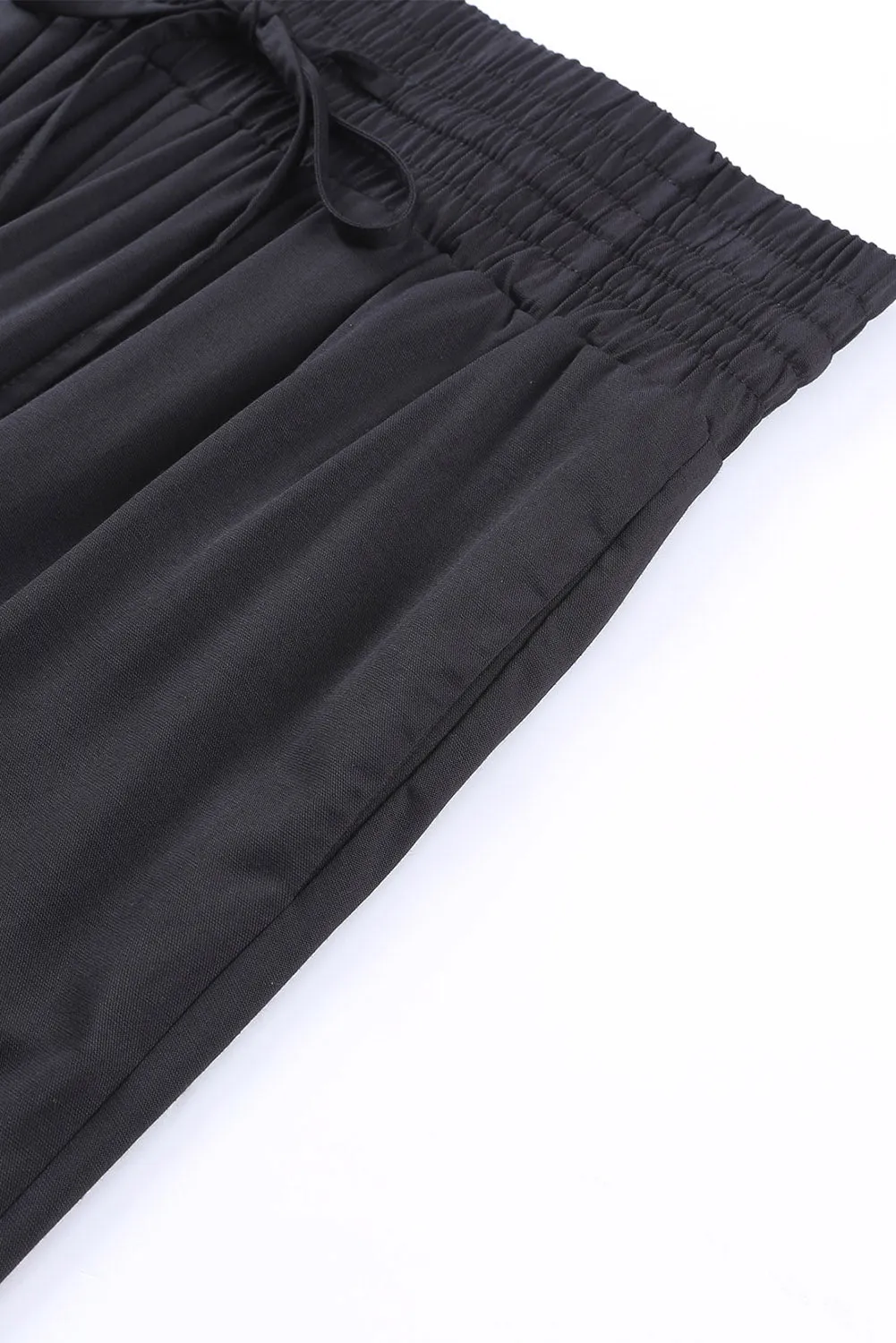 Drawstring Elastic Waist Casual Wide Leg Pants