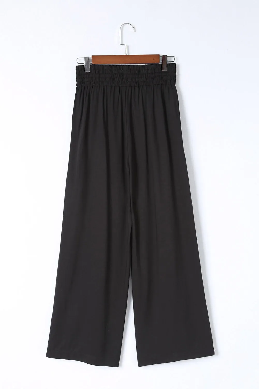 Drawstring Elastic Waist Casual Wide Leg Pants